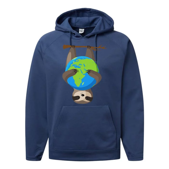 Earth Day Love The Earth Sloth Environmentalist Ecology Performance Fleece Hoodie