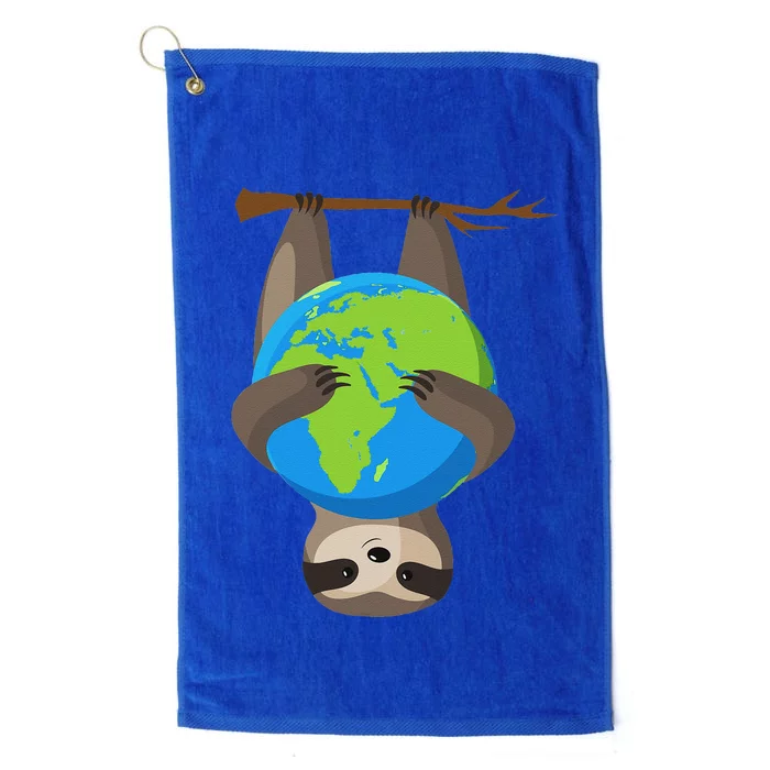 Earth Day Love The Earth Sloth Environmentalist Ecology Platinum Collection Golf Towel