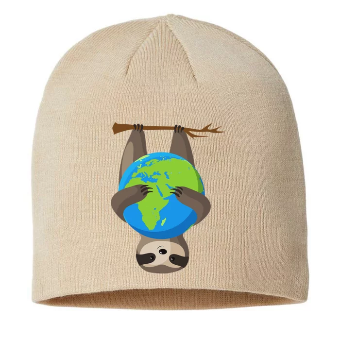 Earth Day Love The Earth Sloth Environmentalist Ecology 8 1/2in Sustainable Knit Beanie