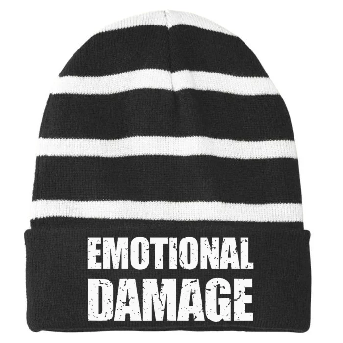 Emotional Damage Meme Striped Beanie with Solid Band