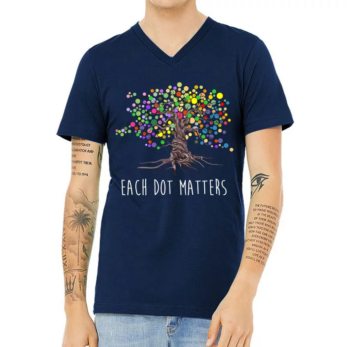 Each Dot Matters Colorful Unity Tree V-Neck T-Shirt