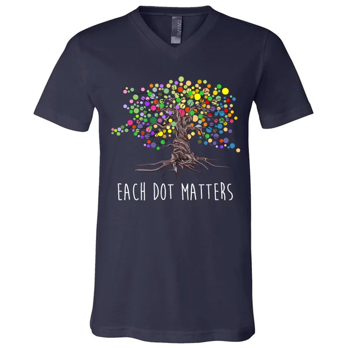 Each Dot Matters Colorful Unity Tree V-Neck T-Shirt