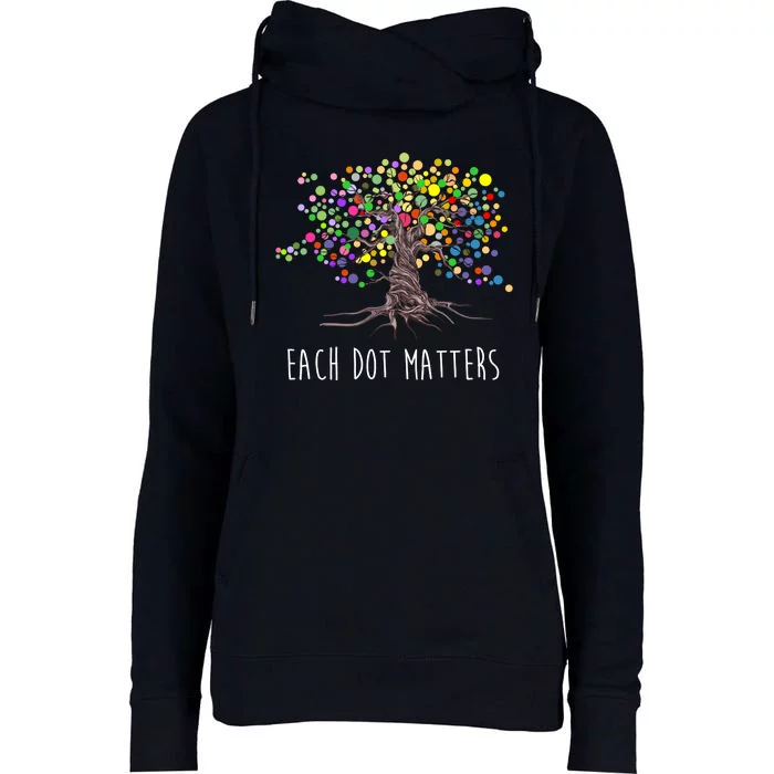 Each Dot Matters Colorful Unity Tree Womens Funnel Neck Pullover Hood