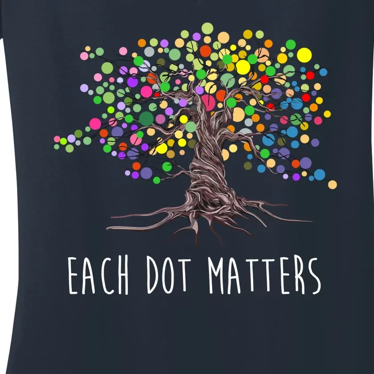 Each Dot Matters Colorful Unity Tree Women's V-Neck T-Shirt