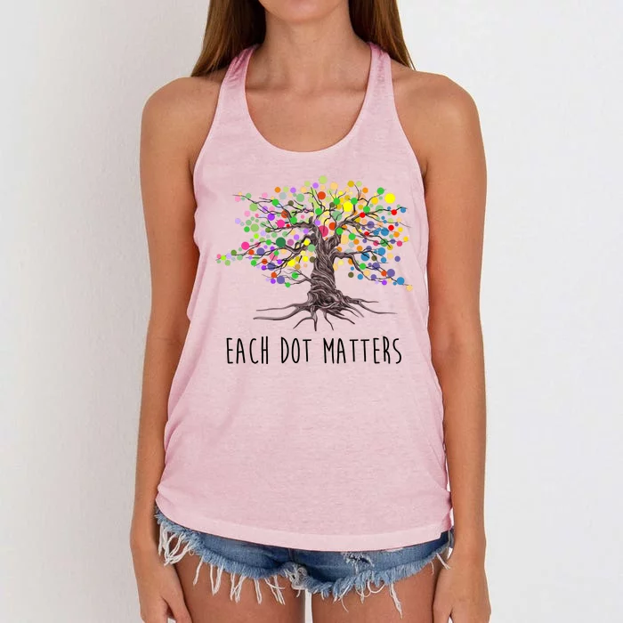 Each Dot Matters Colorful Unity Tree Women's Knotted Racerback Tank