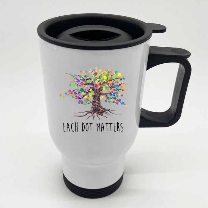 Each Dot Matters Colorful Unity Tree Front & Back Stainless Steel Travel Mug