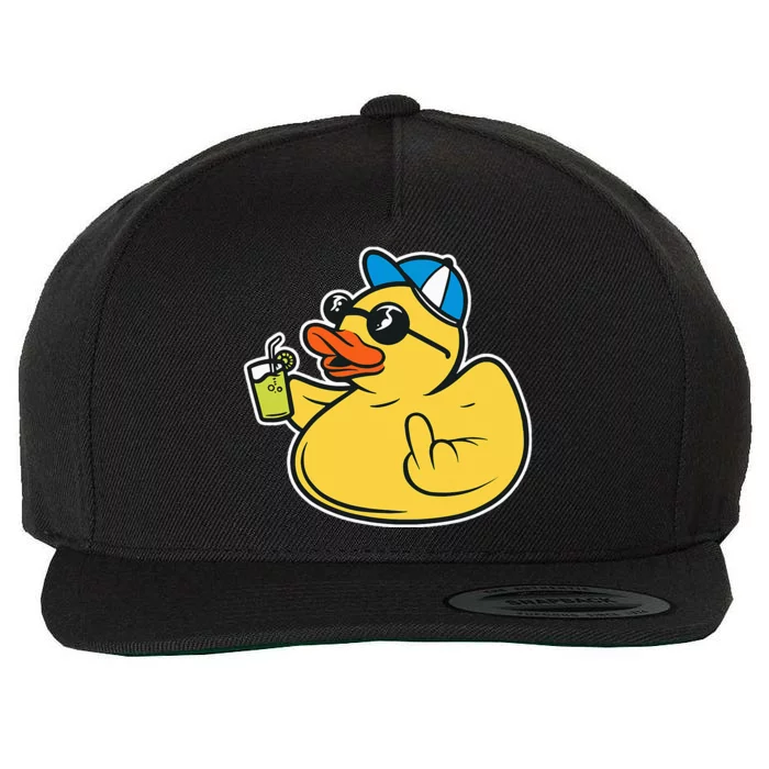 Evil Duck Middle Finger Cheeky Rubber Duck Wool Snapback Cap