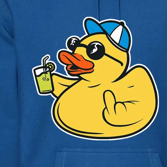 Evil Duck Middle Finger Cheeky Rubber Duck Premium Hoodie