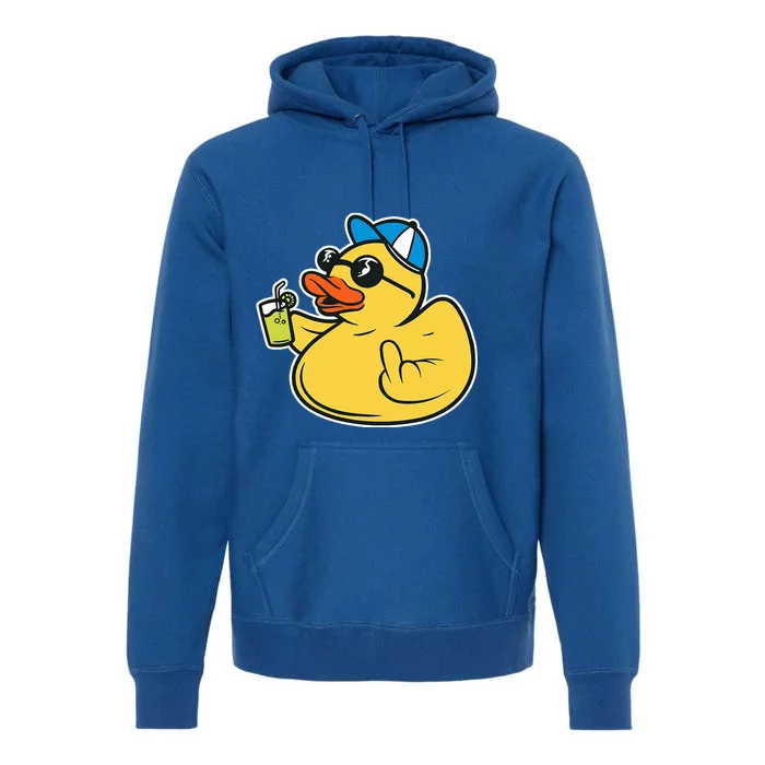 Evil Duck Middle Finger Cheeky Rubber Duck Premium Hoodie