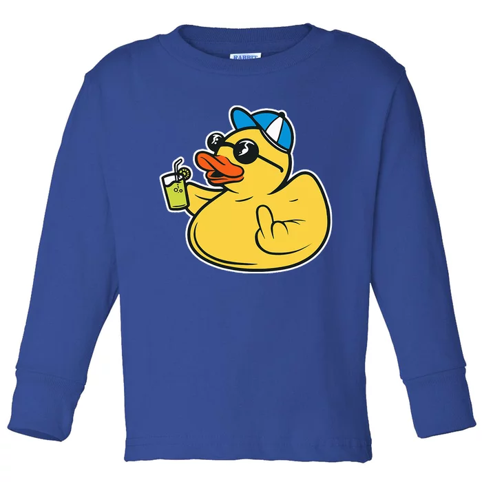 Evil Duck Middle Finger Cheeky Rubber Duck Toddler Long Sleeve Shirt