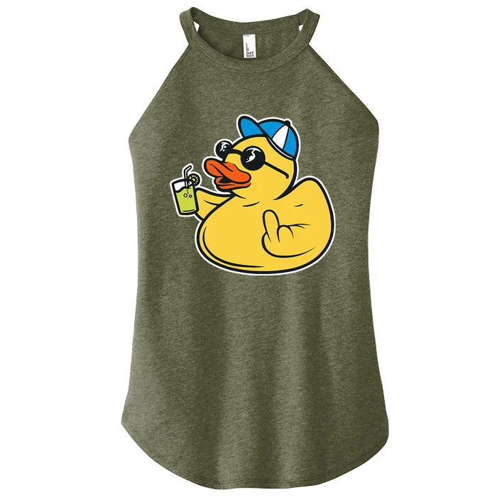 Evil Duck Middle Finger Cheeky Rubber Duck Women’s Perfect Tri Rocker Tank