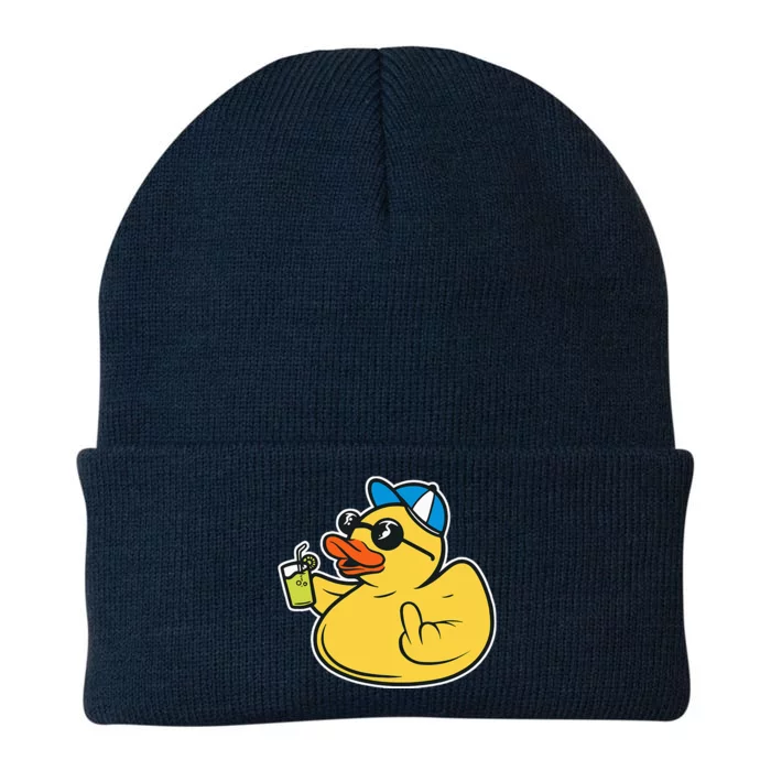 Evil Duck Middle Finger Cheeky Rubber Duck Knit Cap Winter Beanie