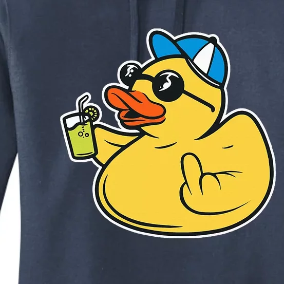 Evil Duck Middle Finger Cheeky Rubber Duck Women's Pullover Hoodie