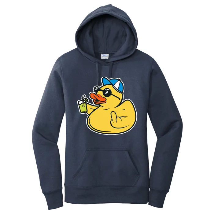 Evil Duck Middle Finger Cheeky Rubber Duck Women's Pullover Hoodie