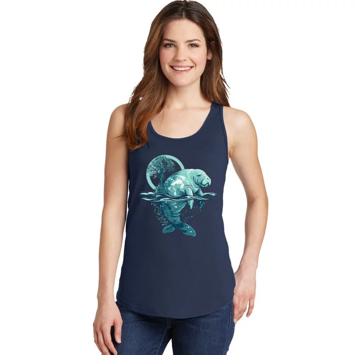 Earth Day Manatee Earth Day Manatee Artwork Ladies Essential Tank