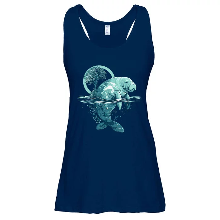 Earth Day Manatee Earth Day Manatee Artwork Ladies Essential Flowy Tank