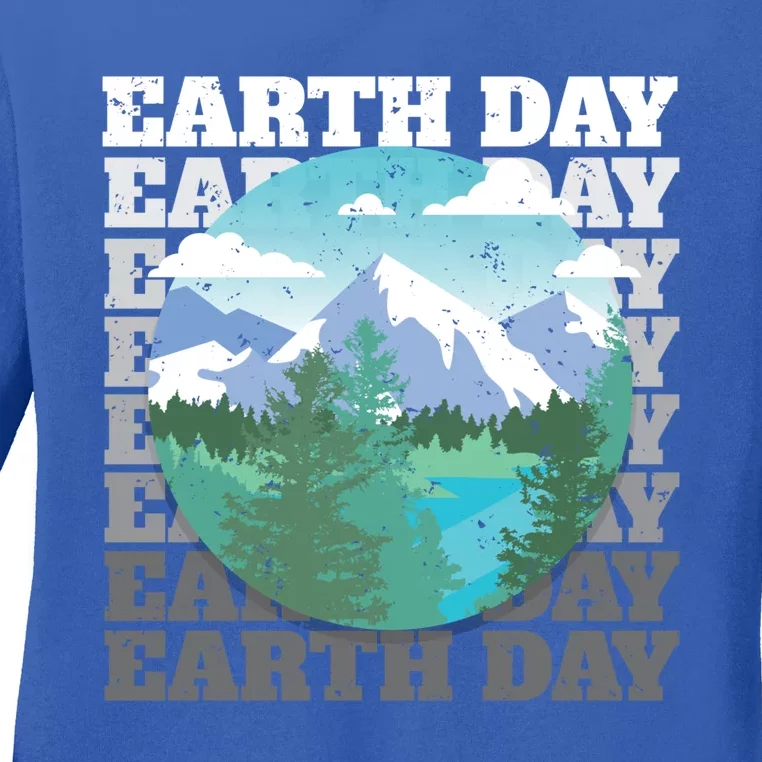 Earth Day Mountain Landscape Nature Environt Gift Ladies Long Sleeve Shirt