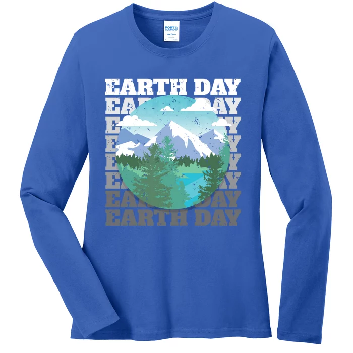 Earth Day Mountain Landscape Nature Environt Gift Ladies Long Sleeve Shirt