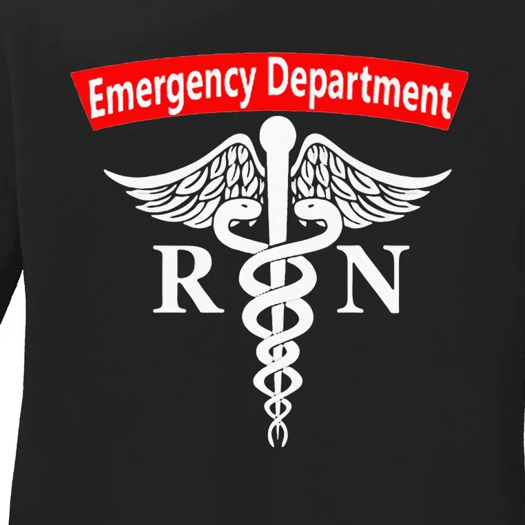 Emergency Department Nursing ER Registered Nurse RN Caduceus Ladies Long Sleeve Shirt