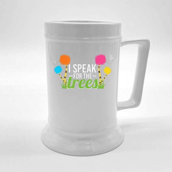 Earth Day Nature Lover Design Speak For The Trees Front & Back Beer Stein