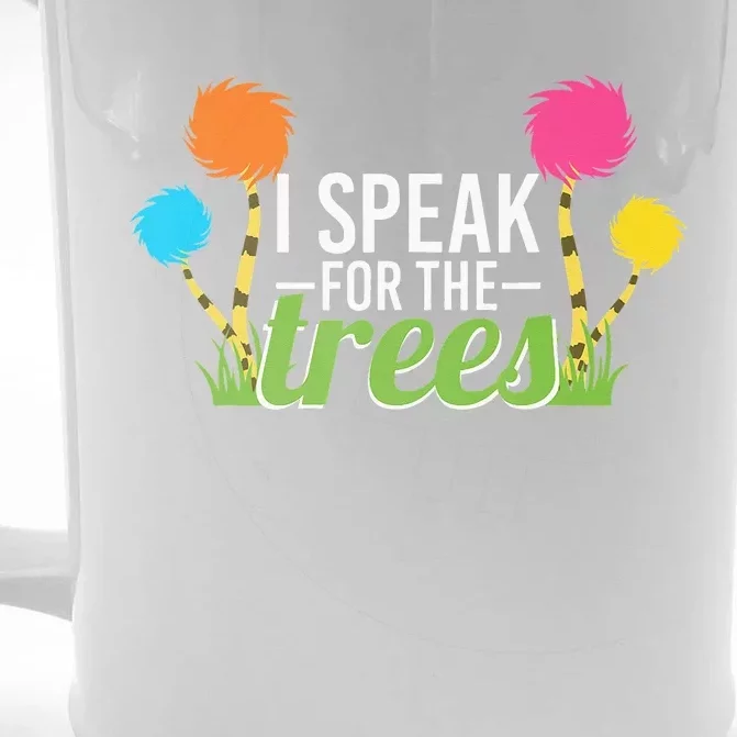 Earth Day Nature Lover Design Speak For The Trees Front & Back Beer Stein