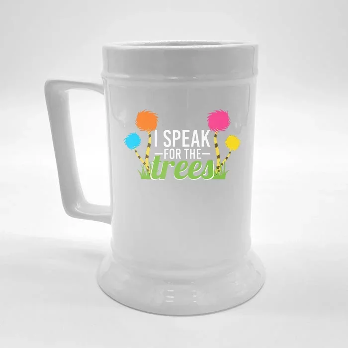 Earth Day Nature Lover Design Speak For The Trees Front & Back Beer Stein