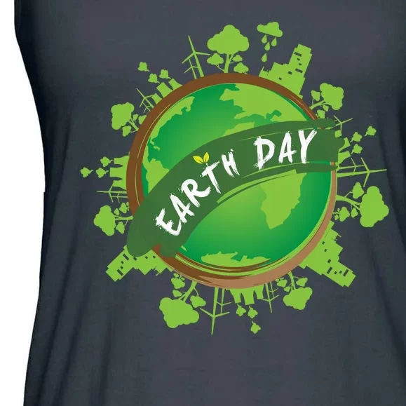 Earth Day Nature Globe Ladies Essential Flowy Tank