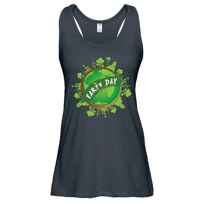 Earth Day Nature Globe Ladies Essential Flowy Tank