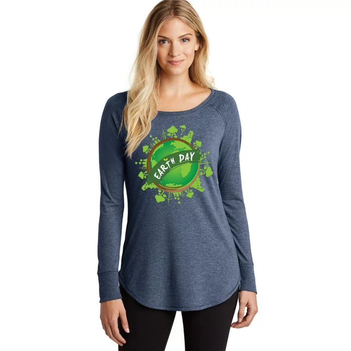 Earth Day Nature Globe Women's Perfect Tri Tunic Long Sleeve Shirt