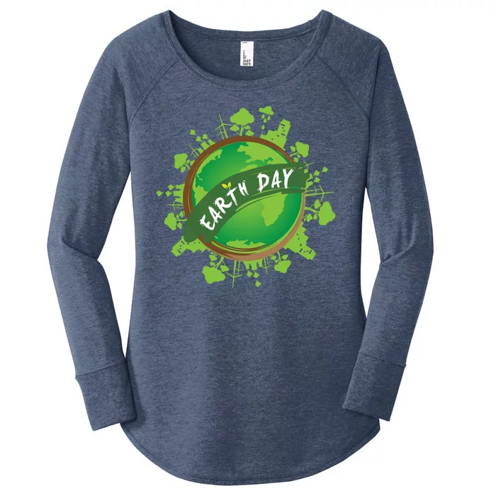 Earth Day Nature Globe Women's Perfect Tri Tunic Long Sleeve Shirt