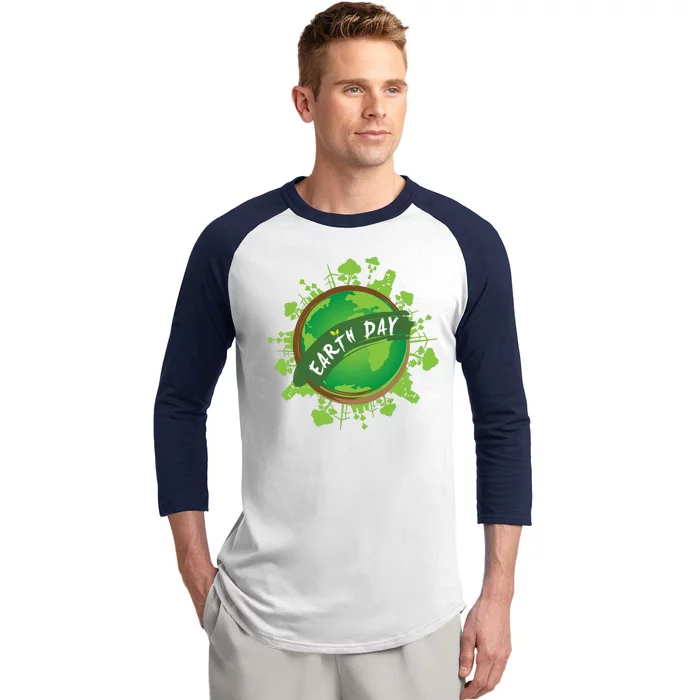 Earth Day Nature Globe Baseball Sleeve Shirt