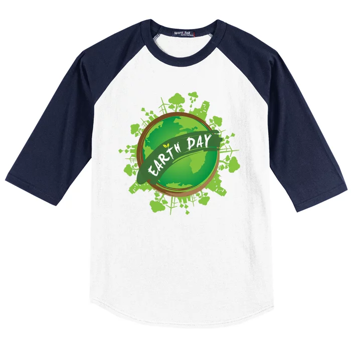 Earth Day Nature Globe Baseball Sleeve Shirt