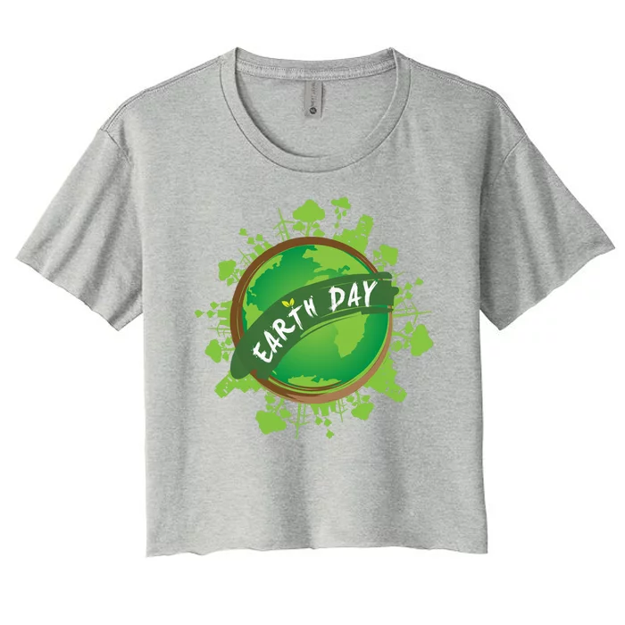 Earth Day Nature Globe Women's Crop Top Tee