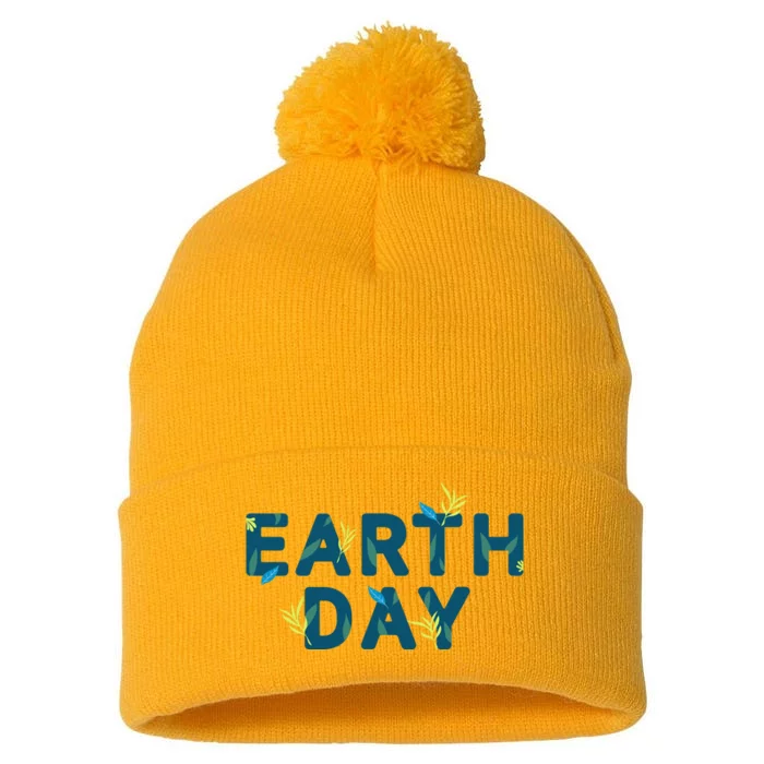 Earth Day Nature Pom Pom 12in Knit Beanie