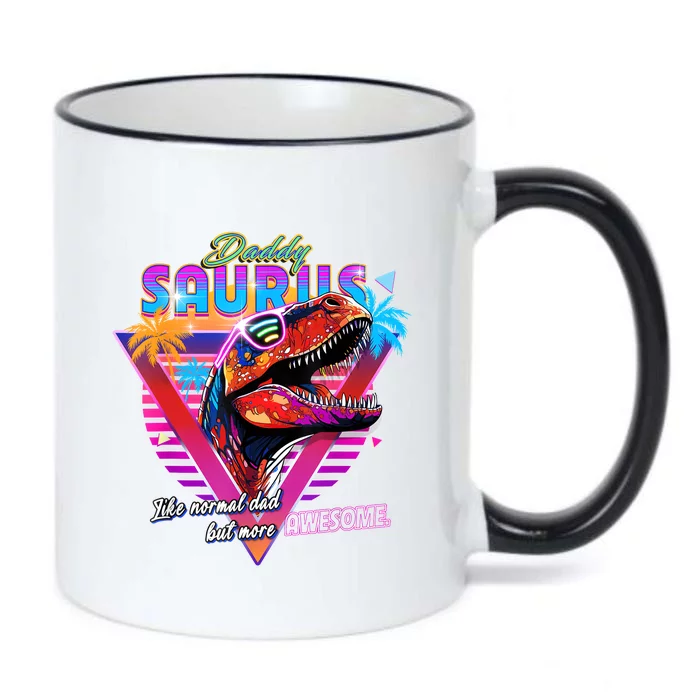 Epic Daddysaurus Neon Retro Cool For Father Of Daughter Black Color Changing Mug