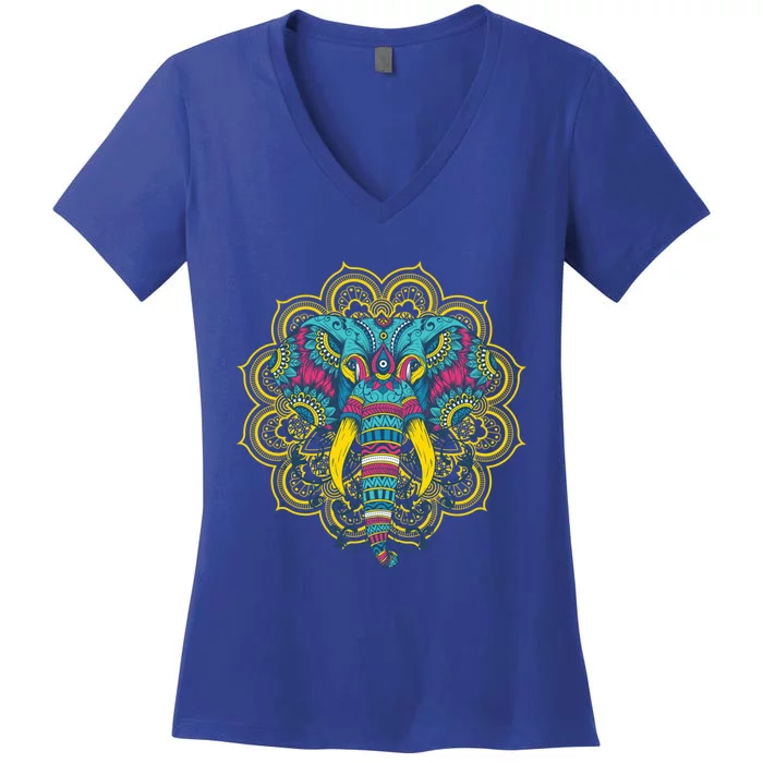 Elephant Dala Oriental Indian African Hinduism Yoga Gift Cool Gift Women's V-Neck T-Shirt