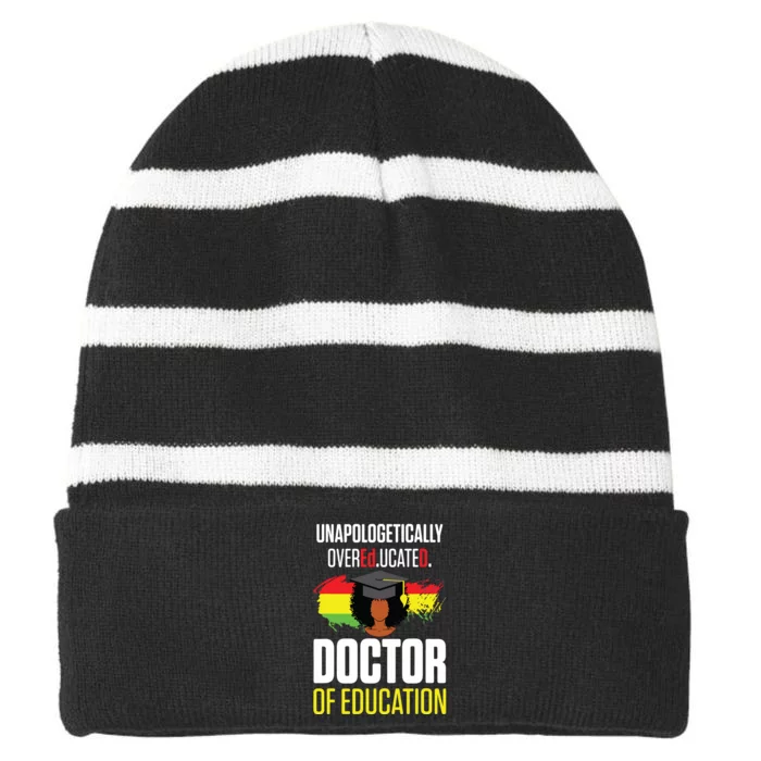 Edd Doctor Of Education Educated Doctorate Graduation Striped Beanie with Solid Band