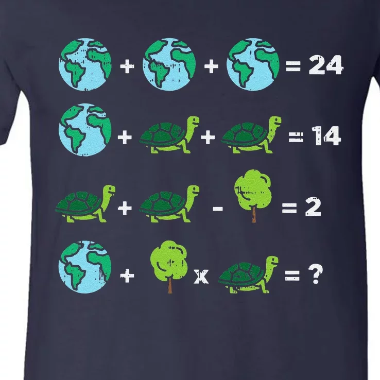 Earth Day Order Of Operations Quiz Funny Math Teacher Gift V-Neck T-Shirt