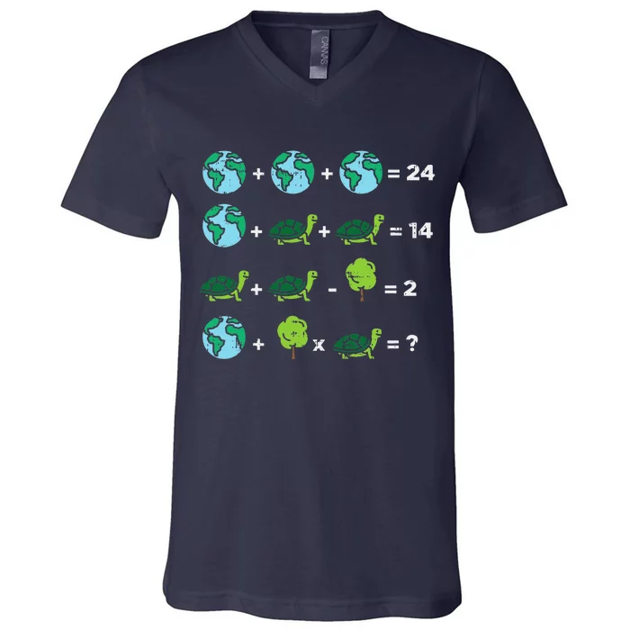 Earth Day Order Of Operations Quiz Funny Math Teacher Gift V-Neck T-Shirt