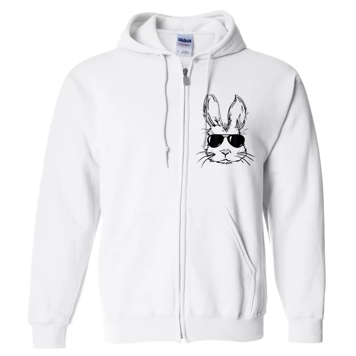 Easter Day Original Bunny Face With Sunglasses  Boy Kid Full Zip Hoodie