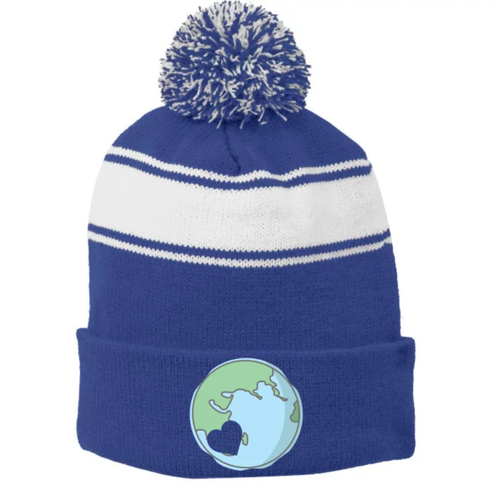 Earth Day One Love Protect The Nature Save Earth Lover Gift Funny Gift Stripe Pom Pom Beanie