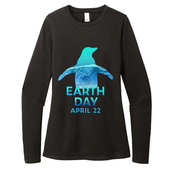 Earth Day Penguin Silhouette Womens CVC Long Sleeve Shirt