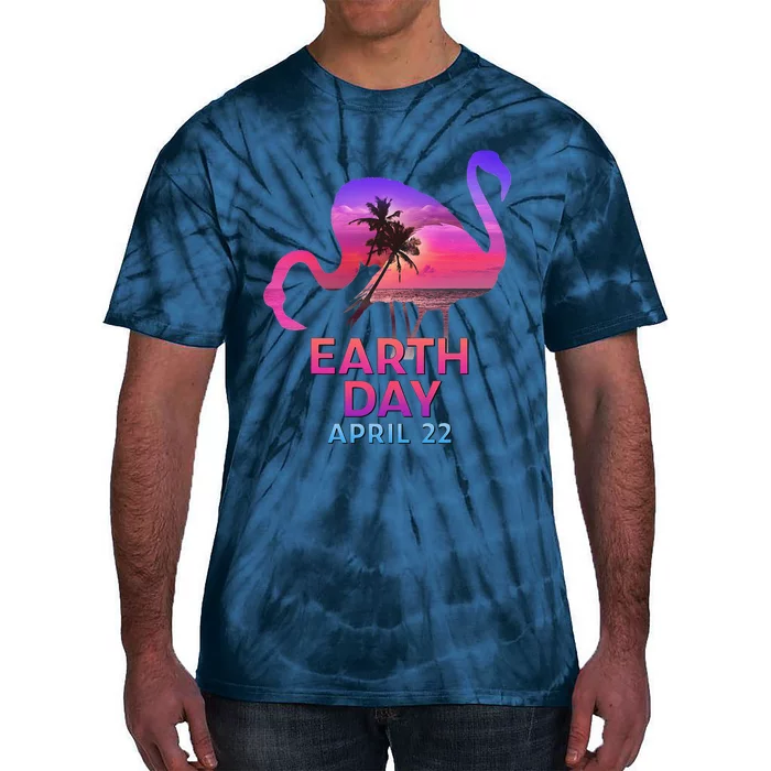 Earth Day Pink Flamingo Silhouette Tie-Dye T-Shirt