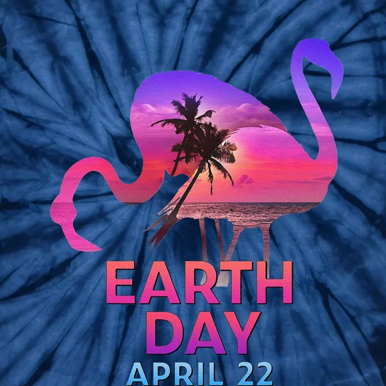 Earth Day Pink Flamingo Silhouette Tie-Dye T-Shirt