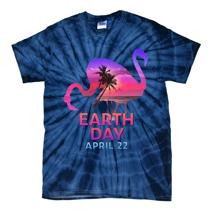 Earth Day Pink Flamingo Silhouette Tie-Dye T-Shirt