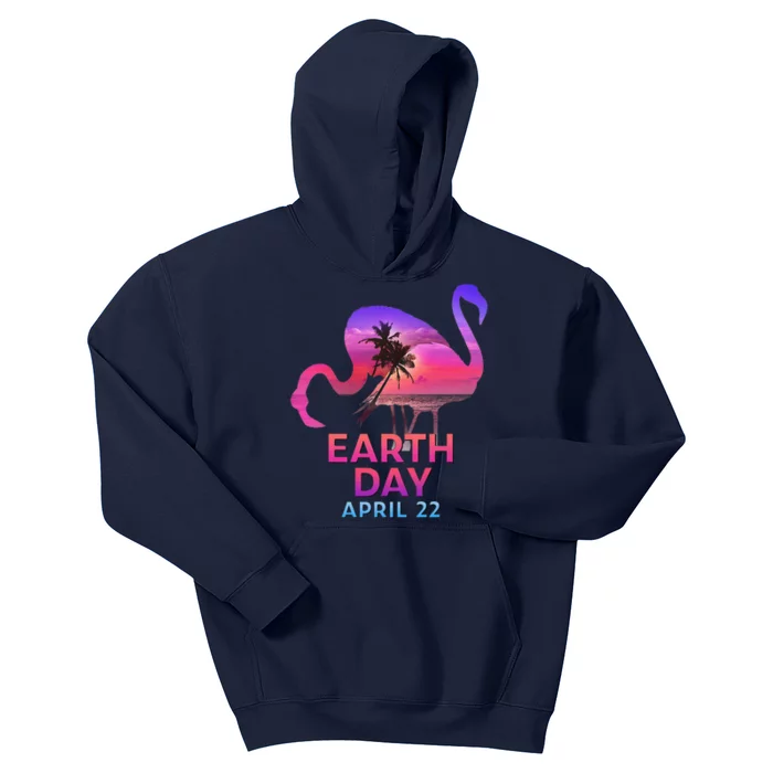 Earth Day Pink Flamingo Silhouette Kids Hoodie