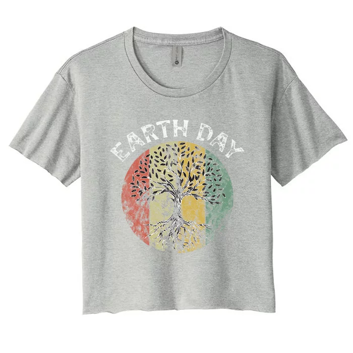 Earth Day Planet Anniversary Earth Day Everyday Vintage Gift Women's Crop Top Tee