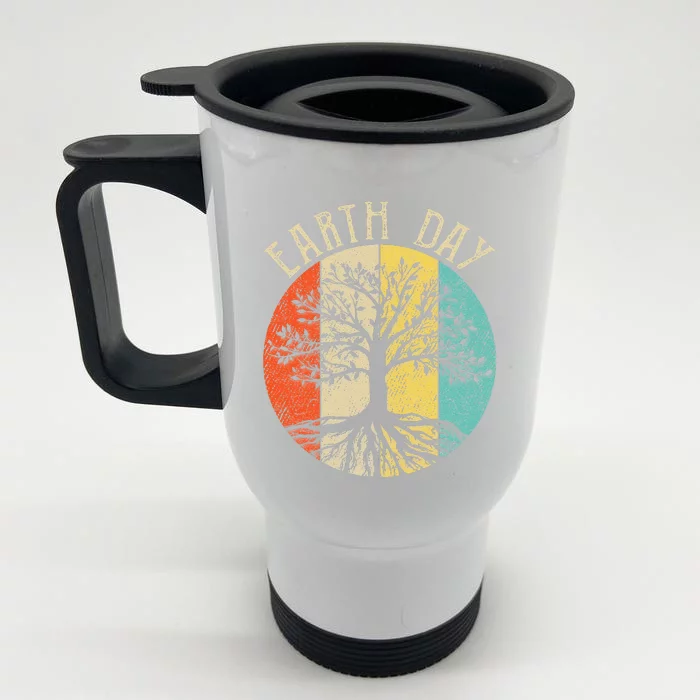 Earth Day Planet Anniversary Earth Day Everyday Vintage Front & Back Stainless Steel Travel Mug