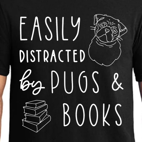 Easily Distracted Pugs Books Shirts Pug Lover Tee Book Pajama Set