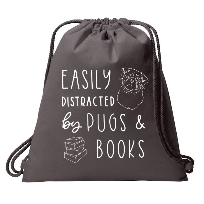 Easily Distracted Pugs Books Shirts Pug Lover Tee Book Drawstring Bag